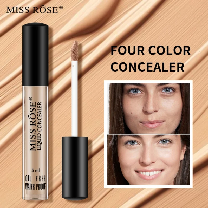 MISS ROSE Liquid Concealer Set - 4 Colors, Waterproof, Long-Lasting Coverage